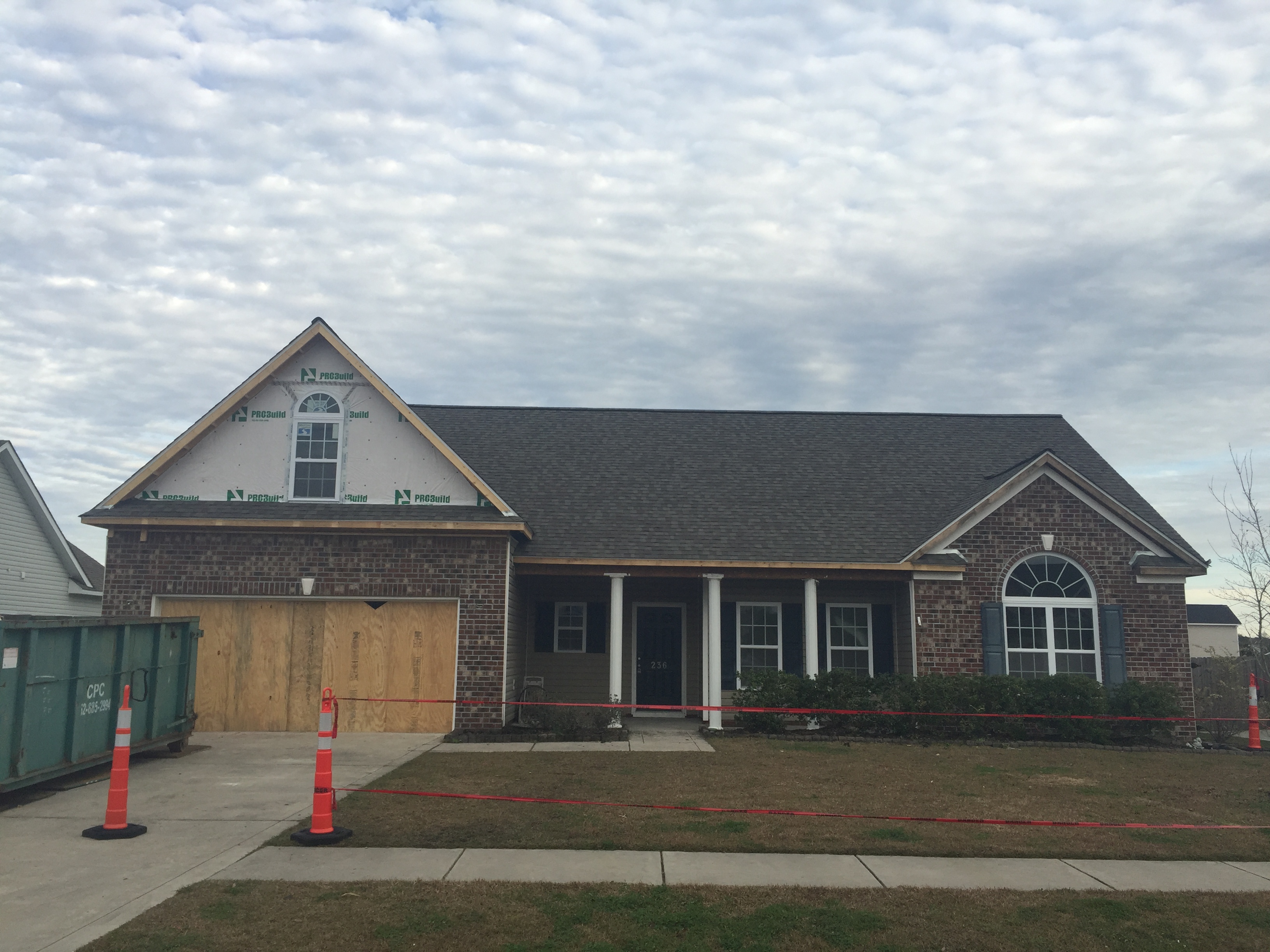 Roof reconstruction in progress